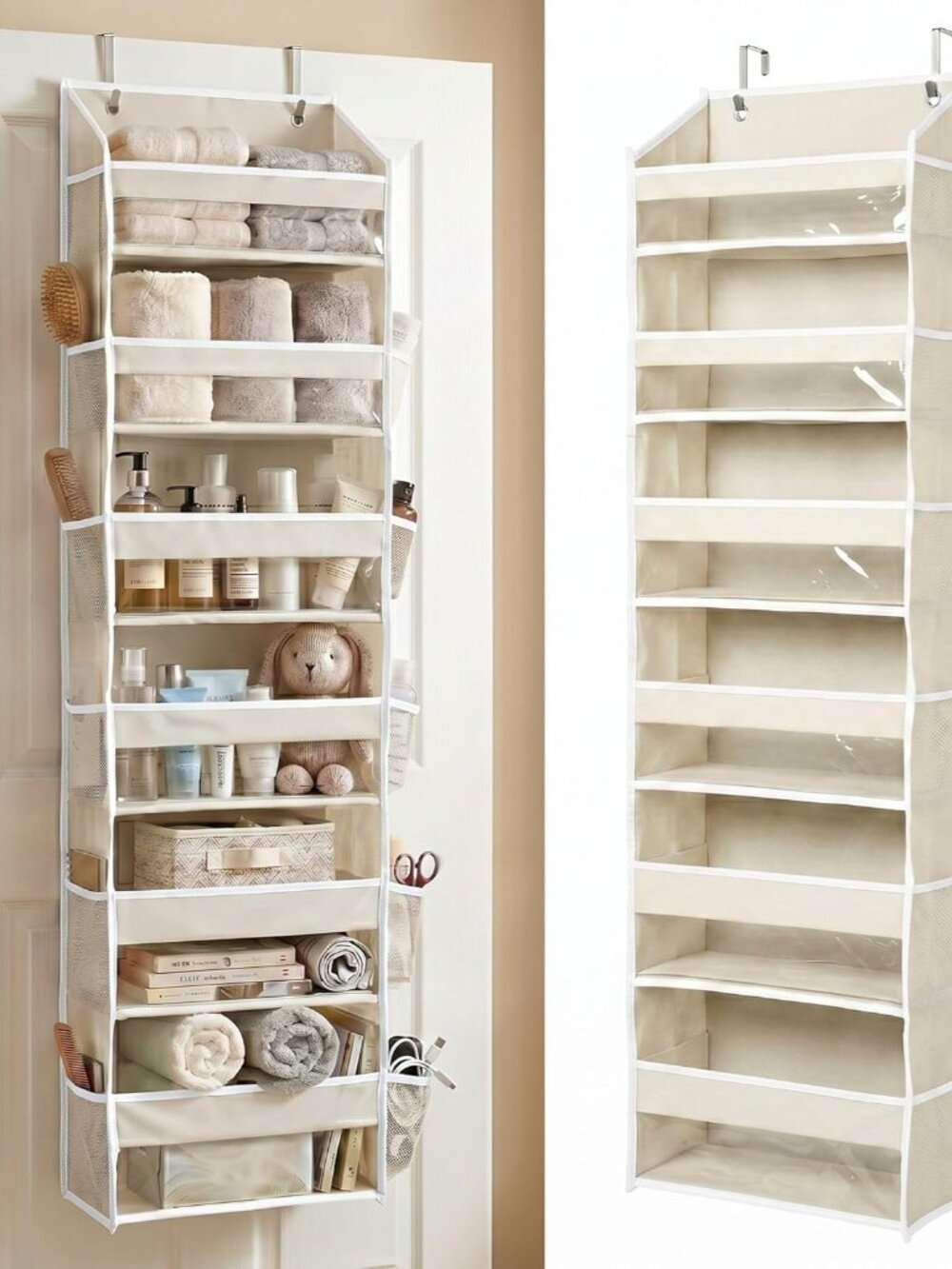 6 Tiers Over The Door Organizer Hanging 12 Side Mesh Pockets